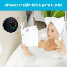 Mini Bocina Bluetooth para Ducha Altavoz Portátil Manos Libres IPX4 Impermeable Baño Luz RGB Micrófono incorporado - Negro - Ver 6