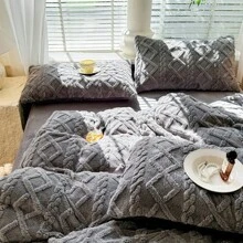 2 件柔软毛绒枕套，亲肤，适合家庭使用 - 灰色 - 查看 2