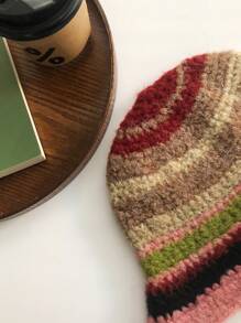 1 chiếc mũ len thủ công Atmosphere Sense, mũ len ngư dân màu tương phản hợp thời trang, đa năng và tôn dáng cho phụ nữ, phụ kiện mùa thu/đông ấm áp, mũ len Giáng sinh mùa đông - Nhiều màu - Xem 9