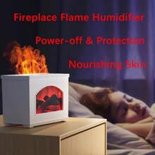 1 件壁炉香薰机，逼真的火焰灯效果，可添加精油，270 毫升容量冷雾加湿器，静音台式超声波雾化加湿器 - 多色 - 查看 6