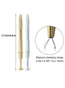2pcs 4-Claw Ball Head Holder,Pick-Up Tool, Crystal Prong Tweezers Catcher Grabbers With 4 Claws, Piercing Jewelry Making Grasping Tools,Professional Diamond Bracket With 4 Claw Tattoo Accessories Stainless Steel Pearl Grab Holder Jewelry Making Jewelry Tools,Body Piercing Tool,For IC Chip Electronic Components Nails Clamping - Multicolor - View 3