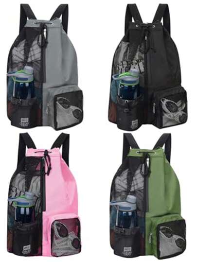 1 Beach Bag, Summer Outdoor Travel Bag, Swimming Equipment Bag, Mesh Backpack, Swimming Drawstring Bag, Wet Pocket Backpack, Beach Storage Backpack Suitable For Swimming Equipment, Fitness, Exercise, Gifts, Backpacks, Beach Essentials, Beach Accessories, Pool Float