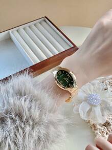 1 件经典椭圆形时尚不锈钢表带石英腕表，适合日常装饰、商务/工作/休闲/派对