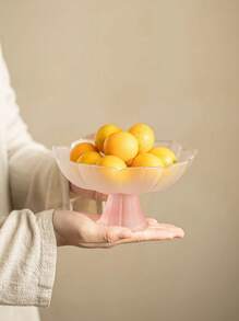 1 đĩa chân cao hình hoa sen hồng, khay đựng trà/tráng miệng chân cao cổ điển, đĩa đựng trái cây/đồ ăn nhẹ sử dụng tại nhà - Màu Hồng baby - Xem 7