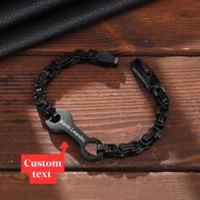 1 件个性化文字钢手链，链环，时尚简约风格，可定制名称/短语/字母，男装配饰，生日礼物，节日礼物，定制礼物，不锈钢材质，机械风格，激光雕刻 - 彩色 - 查看 1