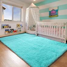 Super Fluffy Rug For Bedroom, Modern Shag Area Rugs, Soft And Cozy Plush Carpet For Kids,Girls Boys And Teens Decorations For Living Room Dorm Nursery Classroom - 水鴨藍 - 查看 6