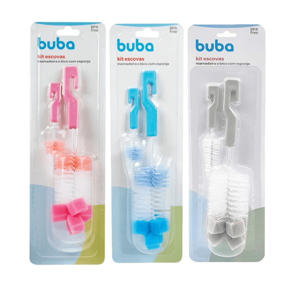 Escova Para Lavar Mamadeira E Bico Com Esponja Buba Bebê Garrafas Térmicas Multiuso