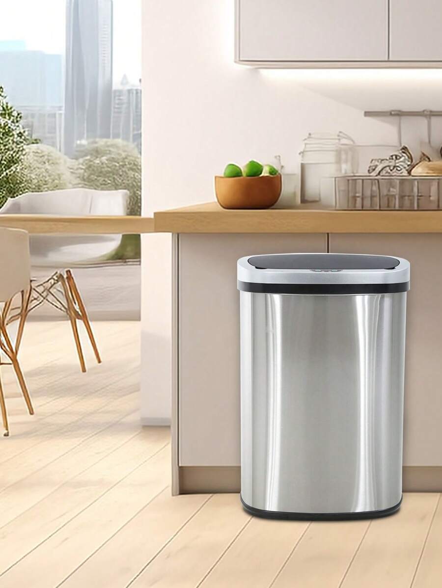13 Gallon Trash Can Kitchen, Automatic Garbage Can Touchless Motion Sensor, Stainless Steel Trash Can With Lid Anti-Fingerprint Mute Designed, Waste Bin 50L, For Office Bedroom Living Room Trash Can - Blue - View 1