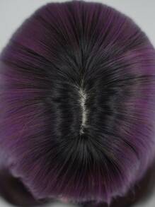 AKAKO Farbverlauf Schwarz Lila Perücke mit Pony für Frauen, lange gerade geschichtete Perücke, modische Haare, natürlich aussynthethische Faser Perücke für Party Cosplay Verwendung, 24 Zoll