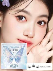 36pcs/Pack, High Volume, Length 8-13mm, Thickness 0.07, C Curl, Glue-Free 6D Butterfly Series Natural Realistic 3D Mink-Like Lash Extension, No Stem