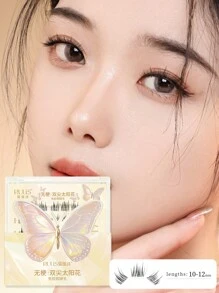 36pcs/Pack, High Volume, Length 8-13mm, Thickness 0.07, C Curl, Glue-Free 6D Butterfly Series Natural Realistic 3D Mink-Like Lash Extension, No Stem