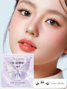 36pcs/Pack, High Volume, Length 8-13mm, Thickness 0.07, C Curl, Glue-Free 6D Butterfly Series Natural Realistic 3D Mink-Like Lash Extension, No Stem