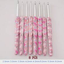 8 件套钩针套装，2.5 毫米 - 6 毫米钩针小工具钩针针带粉色手柄适合初学者 DIY 钩针编织毛衣围巾
