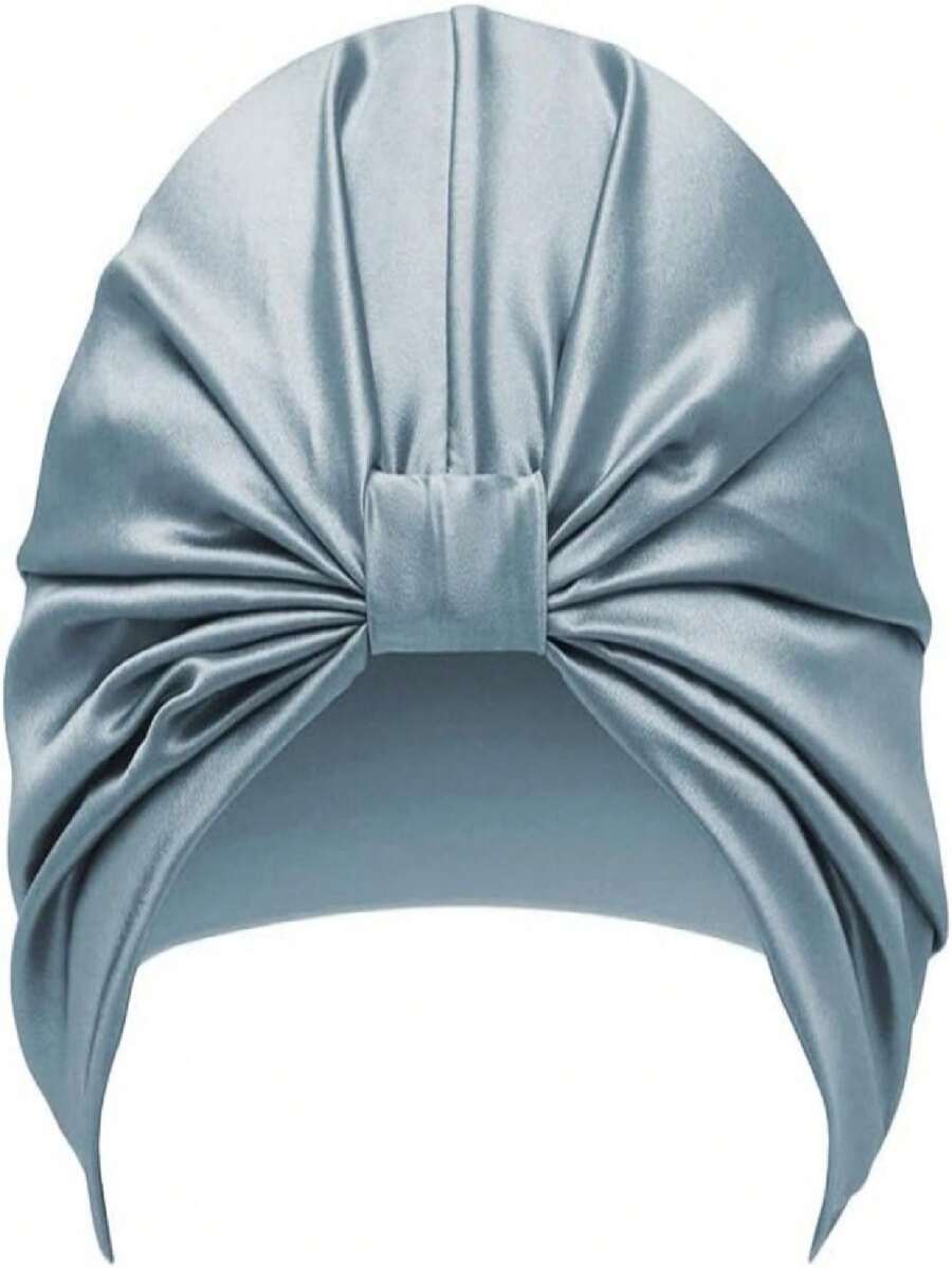 Townssilk 100% Mulberry Silk Women Night Cap, 16Momme Sleep Cap Silk Shower Cap Good For Hair, Protects Hair, Silk Night Cap, Popular - 灰藍色 - 查看 1