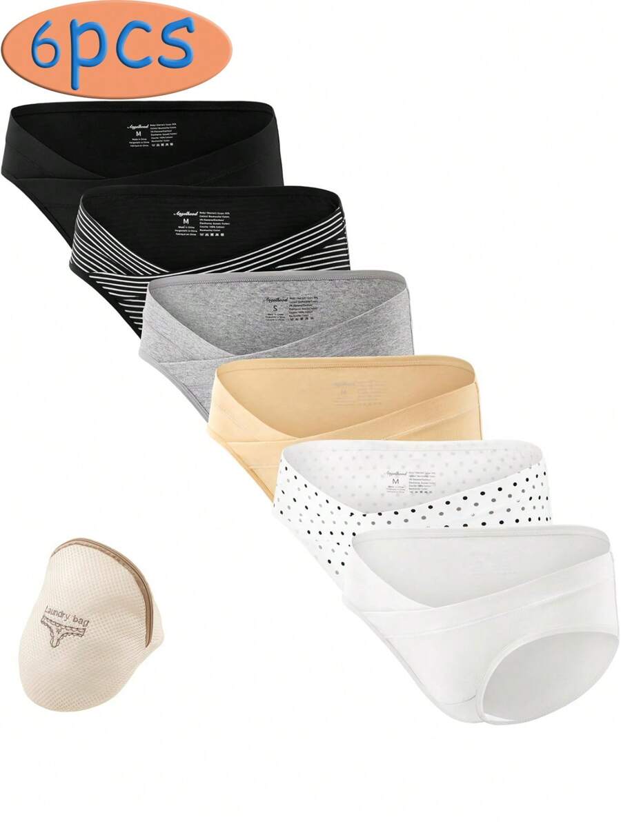 Women's Maternity Underwear, Bikini, Cotton Maternity Underwear, Soft And Elastic, Comfortable And Breathable - Base Color, Polka Dots and Stripes - View 1