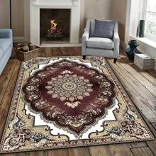 1 tấm thảm vuông họa tiết hoa cổ điển phong cách Bohemian, thích hợp cho trang trí phòng ngủ và phòng khách, sử dụng trong nhà, thảm trải sàn, phụ kiện phòng tắm, trang trí lối vào trường học, phòng tắm, trang trí nhà bếp - Đỏ - Xem 4