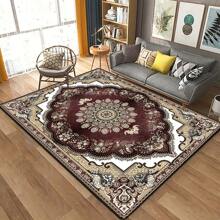 1 tấm thảm vuông họa tiết hoa cổ điển phong cách Bohemian, thích hợp cho trang trí phòng ngủ và phòng khách, sử dụng trong nhà, thảm trải sàn, phụ kiện phòng tắm, trang trí lối vào trường học, phòng tắm, trang trí nhà bếp - Đỏ - Xem 5