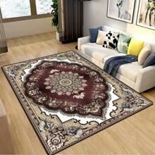 1 tấm thảm vuông họa tiết hoa cổ điển phong cách Bohemian, thích hợp cho trang trí phòng ngủ và phòng khách, sử dụng trong nhà, thảm trải sàn, phụ kiện phòng tắm, trang trí lối vào trường học, phòng tắm, trang trí nhà bếp - Đỏ - Xem 8