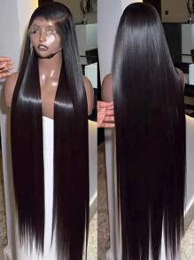 200Density 40 Inch13x4 13x6 HD Lace Front Wigs Put On And Go Glueless 5x5 Human Hair Pre Plucked With Baby Hair 200 Density Transparent Bone Straight Lace Frontal Wigs For Women Natural Black Color