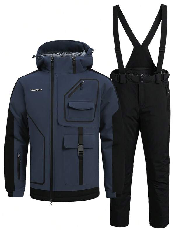 2 pezzi Set abbigliamento sportivo e all'aperto per uomo stile boyfriend, tuta da sci professionale stile boyfriend per sport e intrattenimento, giacca e pantaloni da sci HX398-1