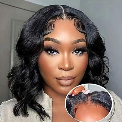 180% Density Glueless Bob Wigs Body Wave Put On And Go Glueless Wig Lace Pre Cut 13x4 Lace Front New Upgraded No Glue Wigs