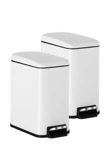 DOPINMIN 2-Pieces 1.3 Gallon Trash Can 410 Stainless Steel Rectangular Trash Bin Garbage Can With Removable Inner Bucket, Foot Pedal For Home Kitchen Bathroom Bedroom - trắng - Xem 1