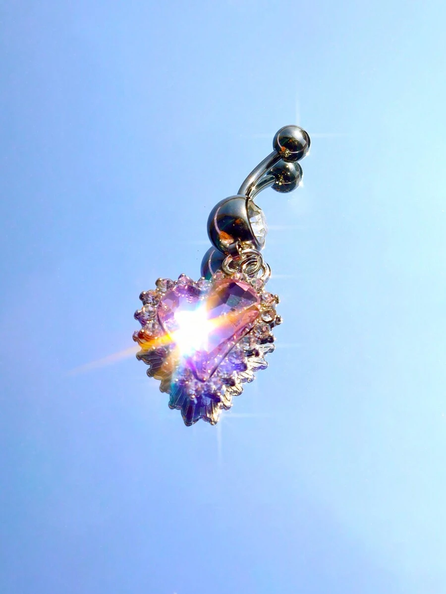 1 chiếc khuyên rốn bằng thép không gỉ cho nữ, mặt dây chuyền hình trái tim giọt nước sáng bóng, trang sức phong cách chất lượng cao, mặt dây chuyền Bulingbuling Hàn Quốc, nhẫn rốn, phụ kiện thời trang, quà tặng cho bạn bè