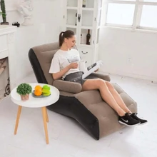 D&L Inflatable Air Sofa Lounger, Portable Inflatable Air Bed Sofa Lazy Lounger Chair, Foldable Inflatable Living Room Chair With Armrests - Rust Brown - View 3