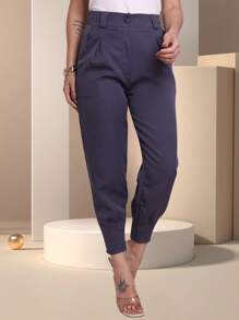 CARROT JOGGER PANTS TAILORED FOR WOMEN WITH ZIPPER HEM - Grey - View 1