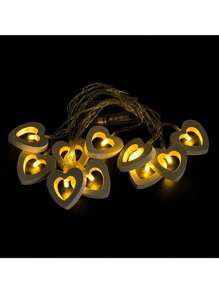 1 套心形灯串，LED 心形木灯，电池供电装饰灯，适用于情人节表白、婚礼、室内/室外派对、节日装饰，不含电池（春季） - 彩色 - 查看 6