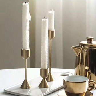 3pcs/Set Antique Bronze Small Ambiance Desktop Candle Holders Set, Home Decor & Party Decoration Candle Stands Gifts Birthday Graduation