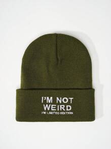 1 件男女通用黑色针织帽，带“I'M NOT WEIRD”刺绣文字，Y2K 风格，休闲户外防寒保暖帽子，适合冬季日常通勤 - 刺繡 - 查看 7