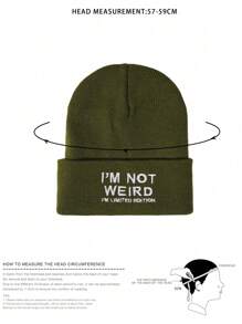 1 件男女通用黑色针织帽，带“I'M NOT WEIRD”刺绣文字，Y2K 风格，休闲户外防寒保暖帽子，适合冬季日常通勤 - 刺繡 - 查看 2
