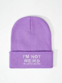 1 件男女通用黑色针织帽，带“I'M NOT WEIRD”刺绣文字，Y2K 风格，休闲户外防寒保暖帽子，适合冬季日常通勤 - 刺繡 - 查看 9