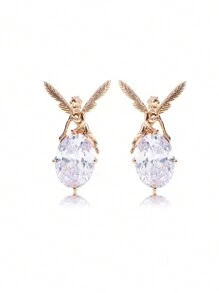 1 对最佳圣诞礼物，华丽的小精灵形状鸽子蛋锆石耳环，适合女性日常佩戴、节日庆祝 - 無色 - 查看 5