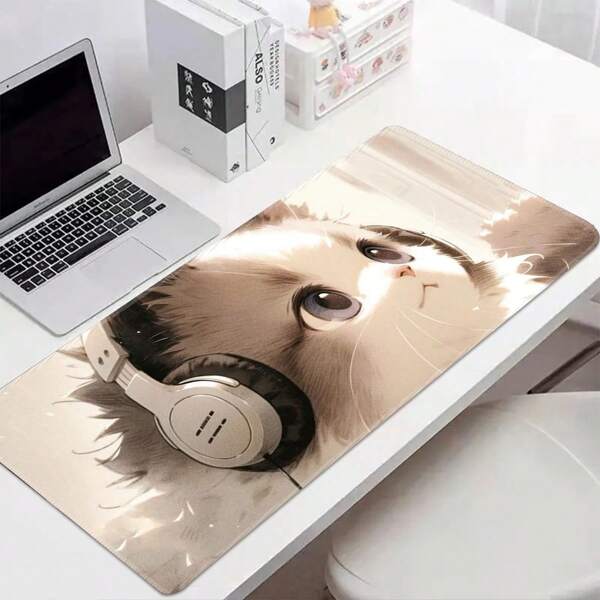 Cute Cat Ear Mousepad, Office Desk Pad, Computer Keyboard Mat, Locked Edge Anti-Slip Rubber Base, Gift Pad, Laptop Pad Back To School Gaming Mouse Pad