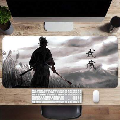 Miyamoto Musashi Japanese Samurai Large Mouse Pad, Desk Mat, Keyboard Mat, Multiple Sizes Available, Rubber Non-Slip, Edged Back To School Gaming Mouse Pad Desk Accessories Office Supplies Office Office Desk Accessories Mousepad Mouse Pad For Desk