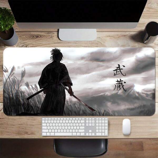 Miyamoto Musashi Japanese Samurai Large Mouse Pad, Desk Mat, Keyboard Mat, Multiple Sizes Available, Rubber Non-Slip, Edged Back To School