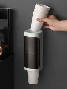 No Drill Water Dispenser Paper Cup Holder, Disposable Paper Cup Plastic Cup Wall-Mounted Cup Dispenser, Dustproof Automatic Cup Holder