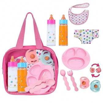 Conjunto de biberón mágico para recién nacidos, que incluye biberón, tetina y accesorios de muñeca, con efecto de desaparición de leche y jugo, regalo perfecto para festivales y cumpleaños (color aleatorio de la bolsa del paquete y otros artículos), decoración del hogar, biberones para muñecas, casa de juguete, juego de cena para niños
