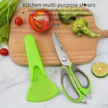 Uma tesoura de cozinha multifuncional, tesoura de churrasco estilo coreano, com cinco cores para escolher, tesoura de 23,1 x 7,9 cm, com capa magnética de 19 x 8,9 cm, tesoura para alimentos domésticos, tesoura para vegetais, tesoura para ossos de frango de aço inoxidável.