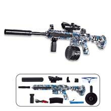 Fucile giocattolo M416, 7,4V ad alta velocità a raffica, pistola a sfera di gel M416 con spina arancione e doppio caricatore per giochi di interazione all'aperto