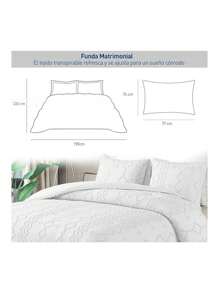 Juego de Funda Duvet Matrimonial Forma de Líneas. Solo Cubierta de Edredón con Cierre de Botones, Incluye 2 Fundas de Almohada. Bluelander. - Blanco - Ver 6