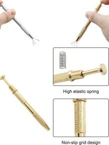 2pcs 4-Claw Ball Head Holder,Pick-Up Tool, Crystal Prong Tweezers Catcher Grabbers With 4 Claws, Piercing Jewelry Making Grasping Tools,Professional Diamond Bracket With 4 Claw Tattoo Accessories Stainless Steel Pearl Grab Holder Jewelry Making Jewelry Tools,Body Piercing Tool,For IC Chip Electronic Components Nails Clamping - Multicolor - View 6