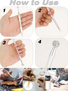 2pcs 4-Claw Ball Head Holder,Pick-Up Tool, Crystal Prong Tweezers Catcher Grabbers With 4 Claws, Piercing Jewelry Making Grasping Tools,Professional Diamond Bracket With 4 Claw Tattoo Accessories Stainless Steel Pearl Grab Holder Jewelry Making Jewelry Tools,Body Piercing Tool,For IC Chip Electronic Components Nails Clamping - Multicolor - View 4