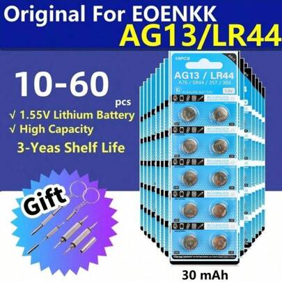 10-60PCS AG13 Coin Cell Battery RW82 SR1154 SP76 LR44 357 357A S76E G13 Alkaline Button For Watch Electronic Remote