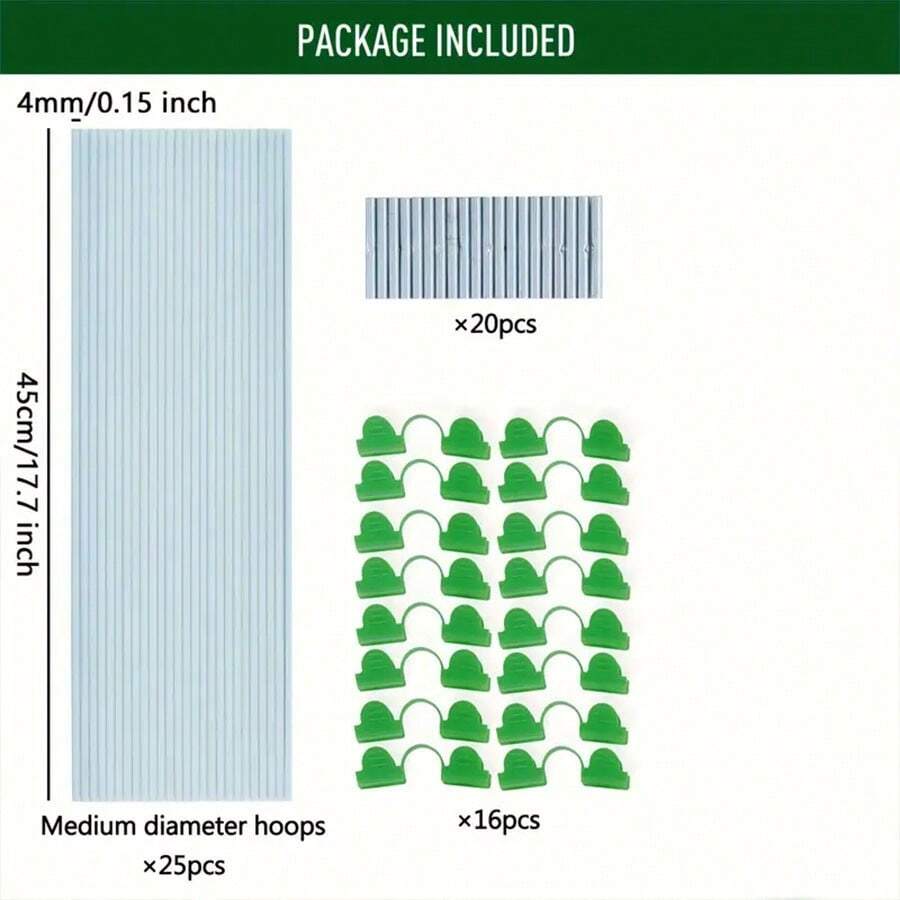 25 Pcs Garden Hoops, RustResistant Fiberglass Support Arches For