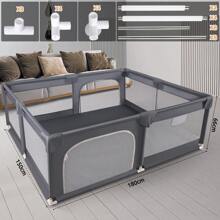 Sour Lemon Baby Playpen For Baby And Toddlers, Kid's Fence With Anti-Collision Foam And Breathable Mesh, Indoor Kids Activity Center, Including 50 Ocean Balls Y 4 Pull Rings - Grey - View 9