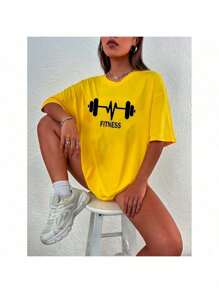 Women's Unisex T-Shirt 100% Cotton Style And Comfort For Training, Gym, Walking And All Types Of Exercises Mida Fitness - 黃色 - 查看 2