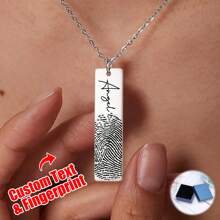 个性化指纹项链，带定制雕刻手写信息纪念名字项链，适合女性女孩生日、圣诞节、毕业典礼、婚礼、情人节、母亲节礼物 - 0247 - 查看 15